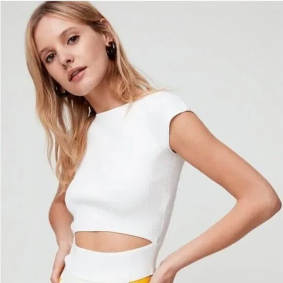 🇨🇦 Aritzia - Wilfred Cut-out Knit Top (White) - Picture 8 of 15